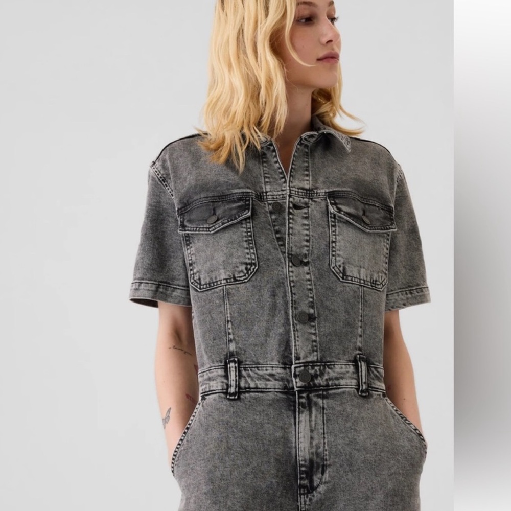 GAP Gray Denim Jumpsuit